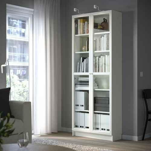 IKEA BILLY/OXBERG Bookcase With Glass Door, 80x30x202cm, White